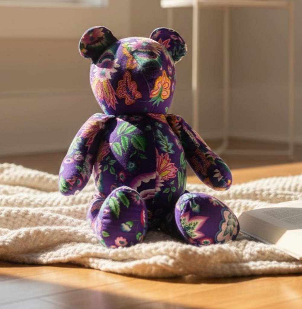 Handmade Purple Paisley Floral Plush Teddy Bear 18" Stuffed Animal